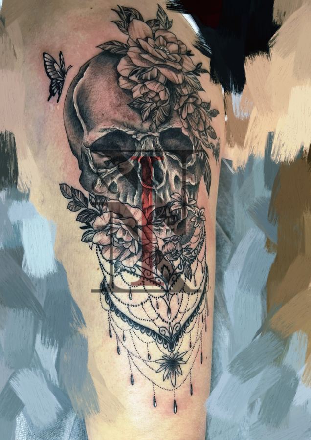 Skull-Tattoo von Needle & Ink